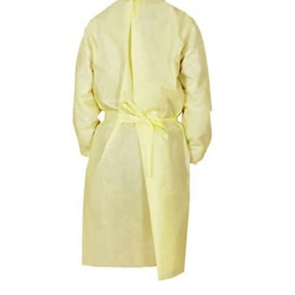 Disposable Isolation Gown Latex Free Non Sterile, Level 2, Yellow 100/Pack , XL - Picture 2 of 3